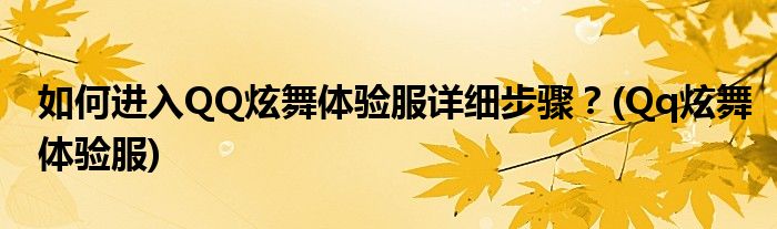 如何進(jìn)入QQ炫舞體驗(yàn)服詳細(xì)步驟？(Qq炫舞體驗(yàn)服)
