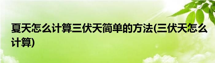 夏天怎么計(jì)算三伏天簡單的方法(三伏天怎么計(jì)算)