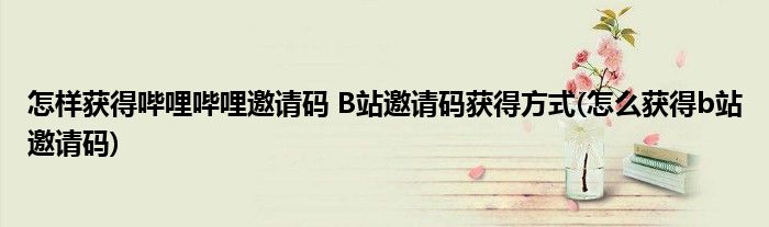 怎樣獲得嗶哩嗶哩邀請(qǐng)碼 B站邀請(qǐng)碼獲得方式(怎么獲得b站邀請(qǐng)碼)