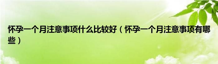 懷孕一個(gè)月注意事項(xiàng)什么比較好（懷孕一個(gè)月注意事項(xiàng)有哪些）
