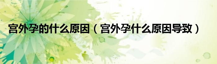 宮外孕的什么原因（宮外孕什么原因導致）
