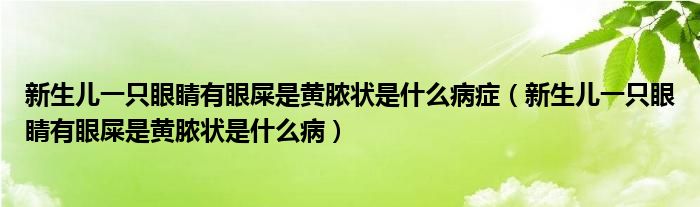 新生兒一只眼睛有眼屎是黃膿狀是什么病癥（新生兒一只眼睛有眼屎是黃膿狀是什么?。?class='thumb lazy' /></a>
		    <header>
		<h2><a  href=