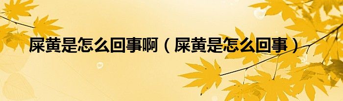 屎黃是怎么回事?。ㄊ狐S是怎么回事）