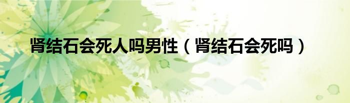 腎結(jié)石會死人嗎男性（腎結(jié)石會死嗎）