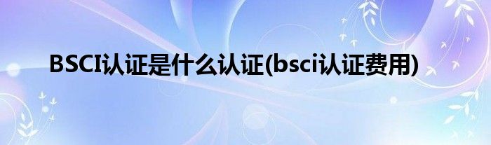 BSCI認(rèn)證是什么認(rèn)證(bsci認(rèn)證費(fèi)用)