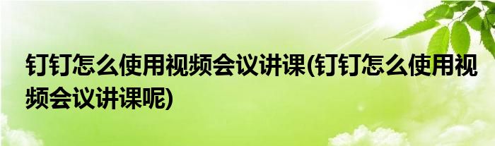 釘釘怎么使用視頻會(huì)議講課(釘釘怎么使用視頻會(huì)議講課呢)