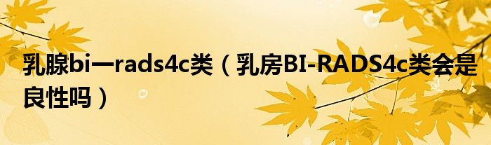 乳腺bi一rads4c類(lèi)（乳房BI-RADS4c類(lèi)會(huì)是良性嗎）