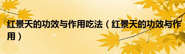 紅景天的功效與作用吃法(紅景天的功效與作用)