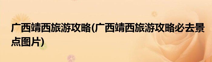 廣西靖西旅游攻略(廣西靖西旅游攻略必去景點(diǎn)圖片)