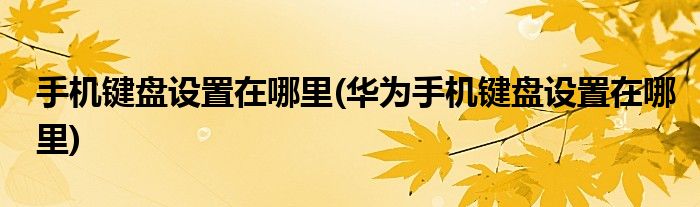 手機(jī)鍵盤設(shè)置在哪里(華為手機(jī)鍵盤設(shè)置在哪里)