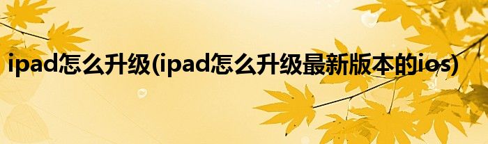 ipad怎么升級(jí)(ipad怎么升級(jí)最新版本的ios)