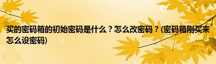 買的密碼箱的初始密碼是什么？怎么改密碼？(密碼箱剛買來(lái)怎么設(shè)密碼)
