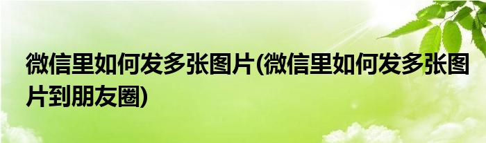 微信里如何發(fā)多張圖片(微信里如何發(fā)多張圖片到朋友圈)