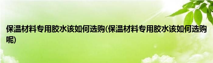 保溫材料專用膠水該如何選購(保溫材料專用膠水該如何選購呢)