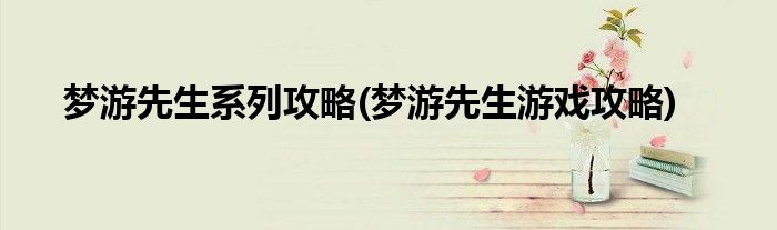 夢游先生系列攻略(夢游先生游戲攻略)