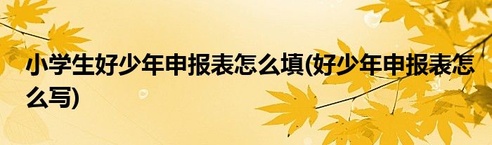 小學(xué)生好少年申報表怎么填(好少年申報表怎么寫)