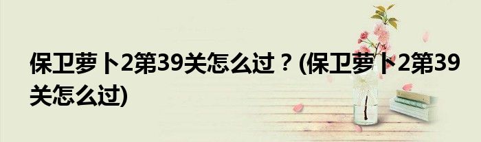 保衛(wèi)蘿卜2第39關(guān)怎么過？(保衛(wèi)蘿卜2第39關(guān)怎么過)