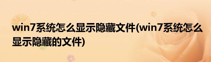 win7系統(tǒng)怎么顯示隱藏文件(win7系統(tǒng)怎么顯示隱藏的文件)