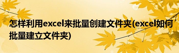 怎樣利用excel來批量創(chuàng)建文件夾(excel如何批量建立文件夾)
