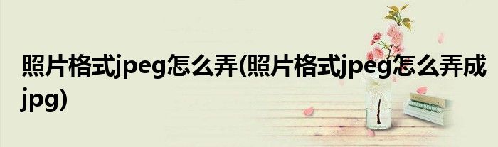 照片格式jpeg怎么弄(照片格式jpeg怎么弄成jpg)
