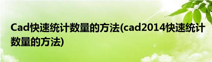 Cad快速統(tǒng)計(jì)數(shù)量的方法(cad2014快速統(tǒng)計(jì)數(shù)量的方法)