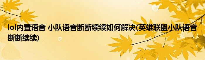 lol內(nèi)置語(yǔ)音 小隊(duì)語(yǔ)音斷斷續(xù)續(xù)如何解決(英雄聯(lián)盟小隊(duì)語(yǔ)音斷斷續(xù)續(xù))