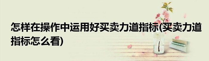 怎樣在操作中運用好買賣力道指標(買賣力道指標怎么看)