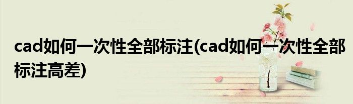 cad如何一次性全部標(biāo)注(cad如何一次性全部標(biāo)注高差)