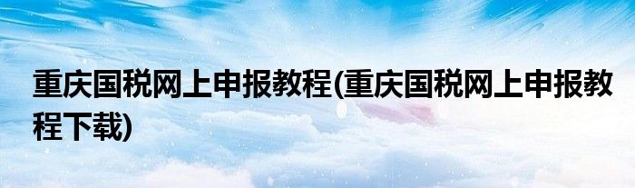 重慶國(guó)稅網(wǎng)上申報(bào)教程(重慶國(guó)稅網(wǎng)上申報(bào)教程下載)
