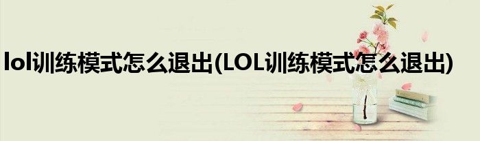lol訓(xùn)練模式怎么退出(LOL訓(xùn)練模式怎么退出)