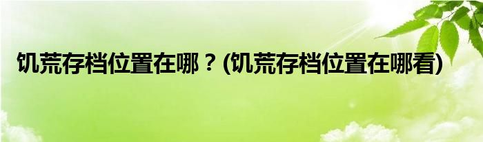 饑荒存檔位置在哪？(饑荒存檔位置在哪看)