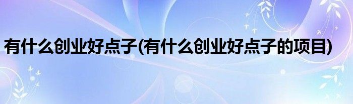 有什么創(chuàng)業(yè)好點(diǎn)子(有什么創(chuàng)業(yè)好點(diǎn)子的項(xiàng)目)