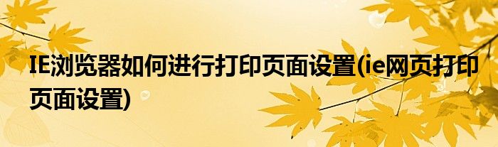 IE瀏覽器如何進(jìn)行打印頁面設(shè)置(ie網(wǎng)頁打印頁面設(shè)置)