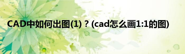 CAD中如何出圖(1)？(cad怎么畫1:1的圖)