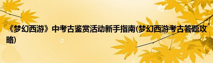 《夢幻西游》中考古鑒賞活動新手指南(夢幻西游考古答題攻略)