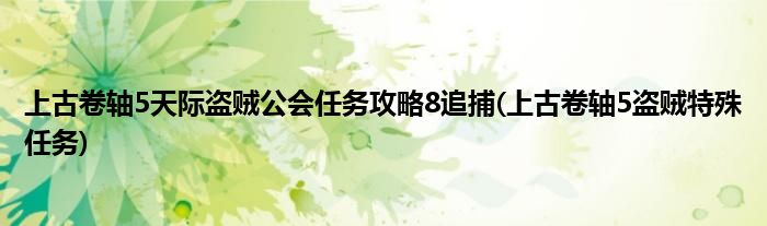 上古卷軸5天際盜賊公會任務(wù)攻略8追捕(上古卷軸5盜賊特殊任務(wù))