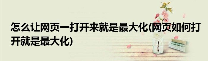 怎么讓網(wǎng)頁(yè)一打開(kāi)來(lái)就是最大化(網(wǎng)頁(yè)如何打開(kāi)就是最大化)